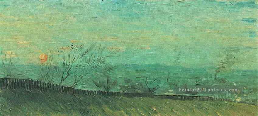 Des usines vues d’un coteau au clair de lune Vincent van Gogh Peintures à l'huile